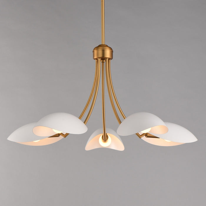 Myhouse Lighting Maxim - 10825WTNAB - Five Light Chandelier - Maris - White/Natural Aged Brass