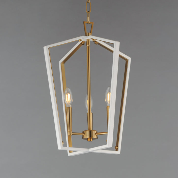 Myhouse Lighting Maxim - 28613WTNAB - Three Light Pendant - Melrose - White/Natural Aged Brass