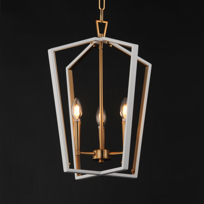 Myhouse Lighting Maxim - 28613WTNAB - Three Light Pendant - Melrose - White/Natural Aged Brass