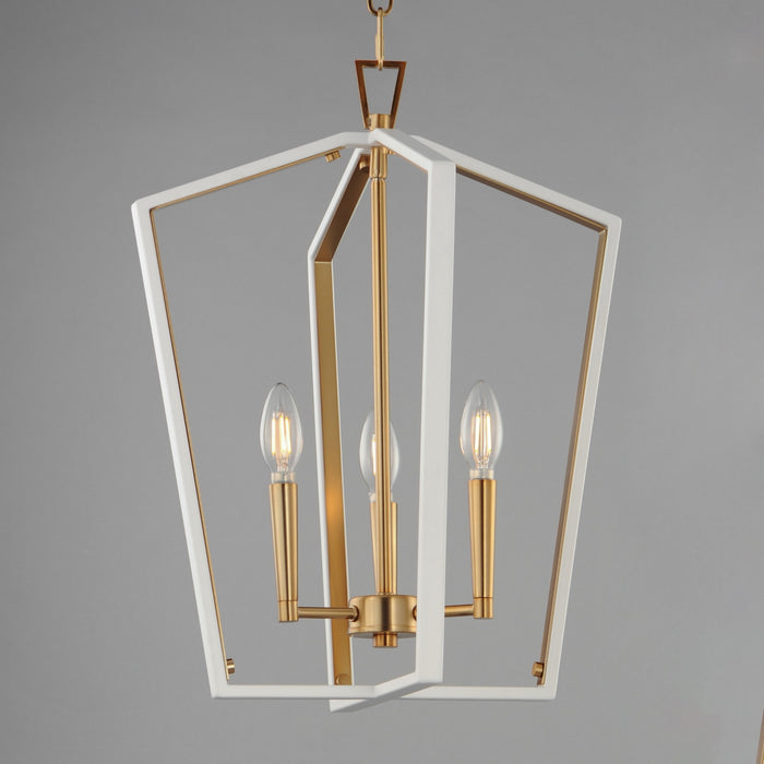 Myhouse Lighting Maxim - 28613WTNAB - Three Light Pendant - Melrose - White/Natural Aged Brass