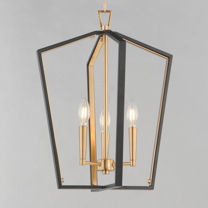 Myhouse Lighting Maxim - 28613BKNAB - Three Light Pendant - Melrose - Black / Natural Aged Brass