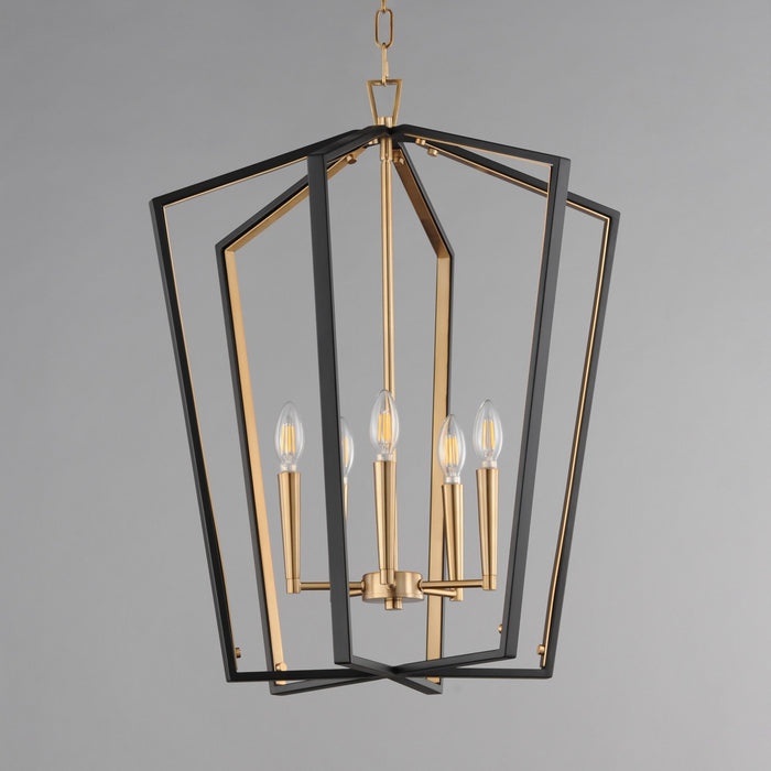 Myhouse Lighting Maxim - 28615BKNAB - Five Light Pendant - Melrose - Black / Natural Aged Brass