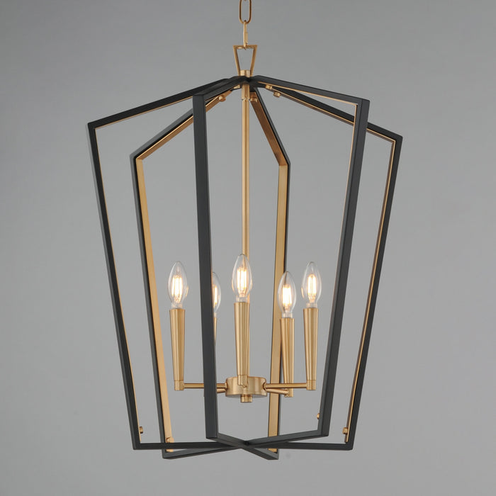 Myhouse Lighting Maxim - 28615BKNAB - Five Light Pendant - Melrose - Black / Natural Aged Brass