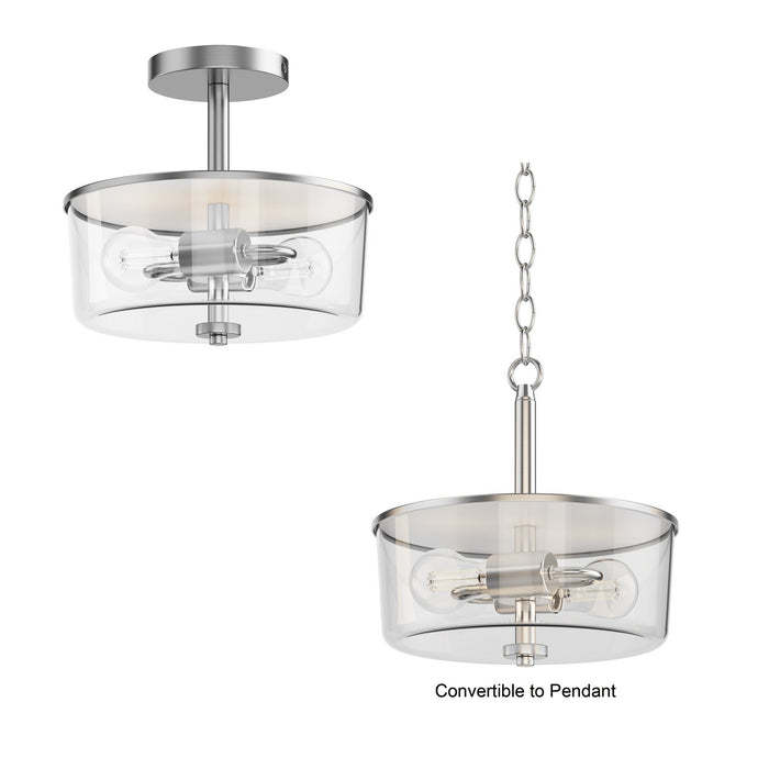 Myhouse Lighting Maxim - 5692CLSN - Two Light Semi Flush/Pendant Convertible - Fuller - Satin Nickel