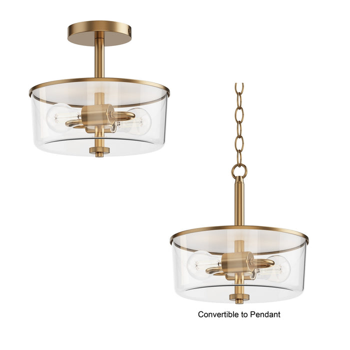 Myhouse Lighting Maxim - 5692CLNAB - Two Light Semi Flush/Pendant Convertible - Fuller - Natural Aged Brass