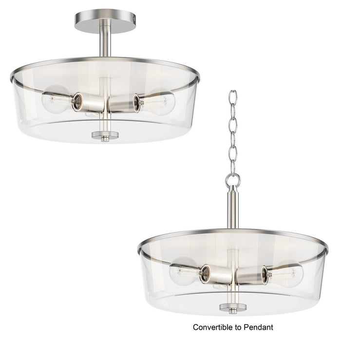 Myhouse Lighting Maxim - 5695CLSN - Three Light Semi Flush/Pendant Convertible - Fuller - Satin Nickel