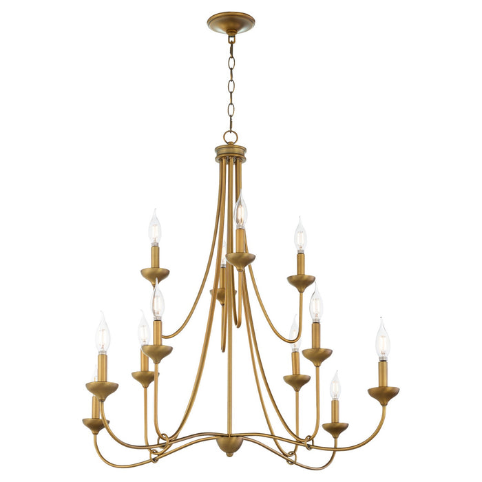 Myhouse Lighting Quorum - 655-12-47 - 12 Light Chandelier - Livingston - Brushed Brass