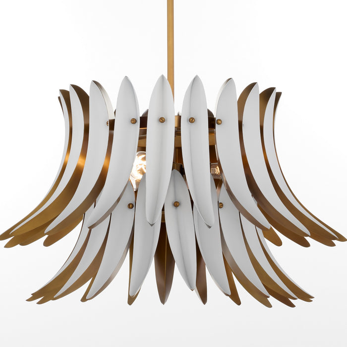 Myhouse Lighting Quorum - 825-3-4708 - Three Light Pendant - Aldridge - Brushed Brass|Studio White