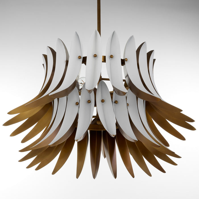 Myhouse Lighting Quorum - 825-3-4708 - Three Light Pendant - Aldridge - Brushed Brass|Studio White