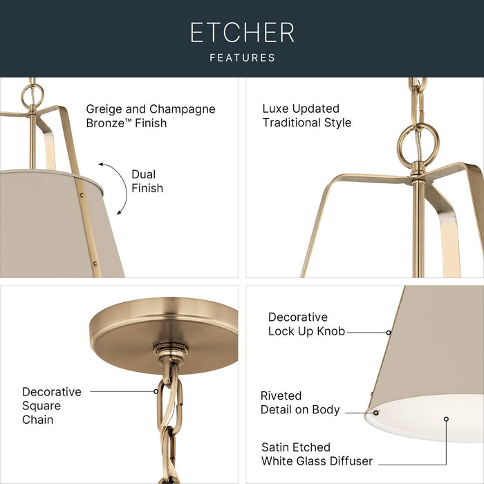 Myhouse Lighting Kichler - 52711GRG - Two Light Pendant - Etcher - Greige