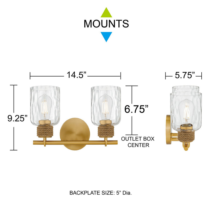Myhouse Lighting Quoizel - BTC8614BRG - Two Light Vanity - Baltic - Brushed Gold