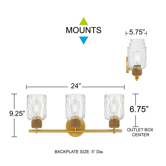 Myhouse Lighting Quoizel - BTC8624BRG - Three Light Vanity - Baltic - Brushed Gold