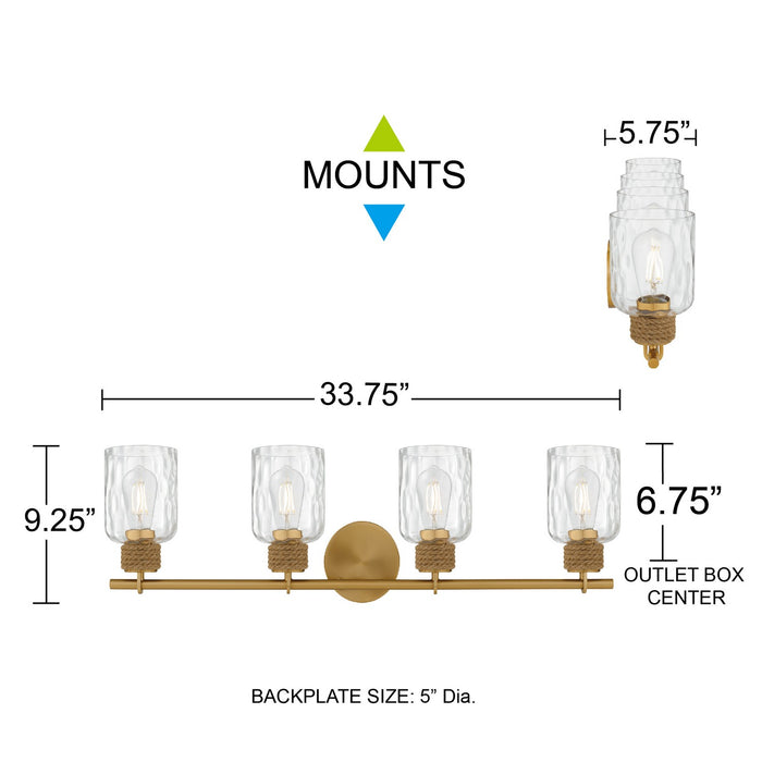 Myhouse Lighting Quoizel - BTC8634BRG - Four Light Vanity - Baltic - Brushed Gold