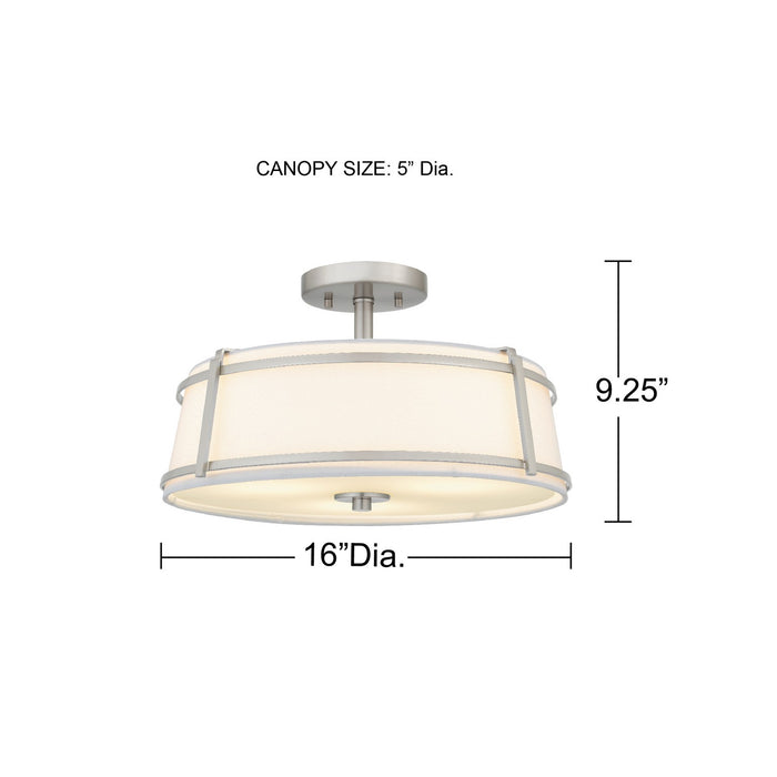 Myhouse Lighting Quoizel - SLN1716BN - Three Light Semi-Flush Mount - Sloane - Brushed Nickel