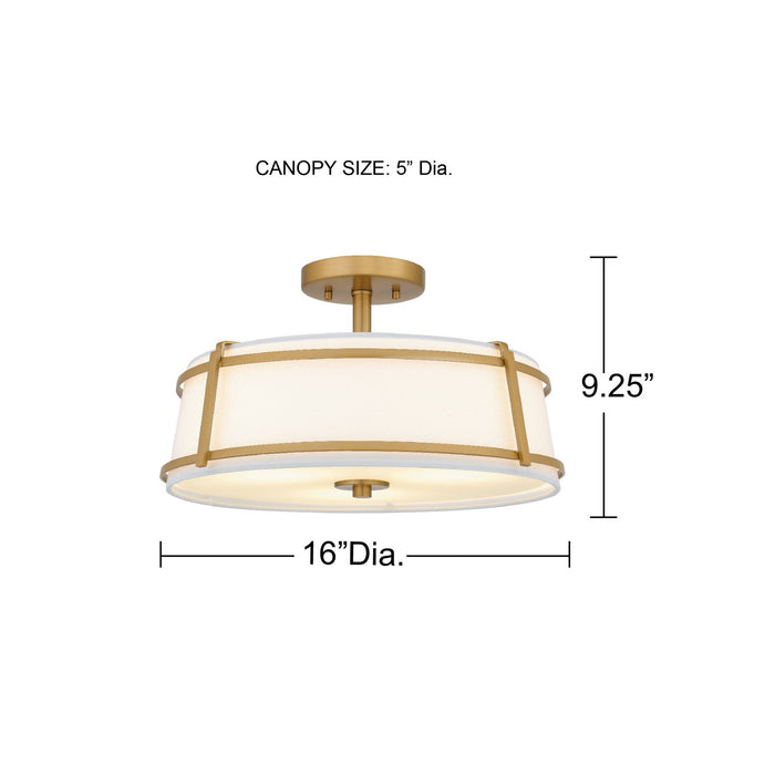 Myhouse Lighting Quoizel - SLN1716BRG - Three Light Semi-Flush Mount - Sloane - Brushed Gold