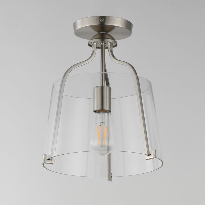 Myhouse Lighting Maxim - 5681CLSN - One Light Semi-Flush Mount - Bellmore - Satin Nickel