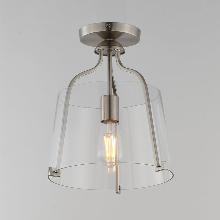 Myhouse Lighting Maxim - 5681CLSN - One Light Semi-Flush Mount - Bellmore - Satin Nickel