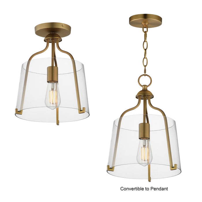 Myhouse Lighting Maxim - 5681CLNAB - One Light Semi-Flush Mount - Bellmore - Natural Aged Brass