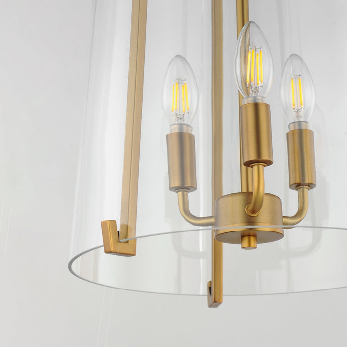 Myhouse Lighting Maxim - 5683CLNAB - Three Light Foyer Pendant - Bellmore - Natural Aged Brass