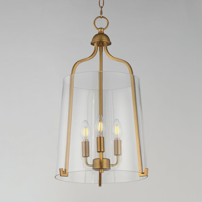 Myhouse Lighting Maxim - 5683CLNAB - Three Light Foyer Pendant - Bellmore - Natural Aged Brass