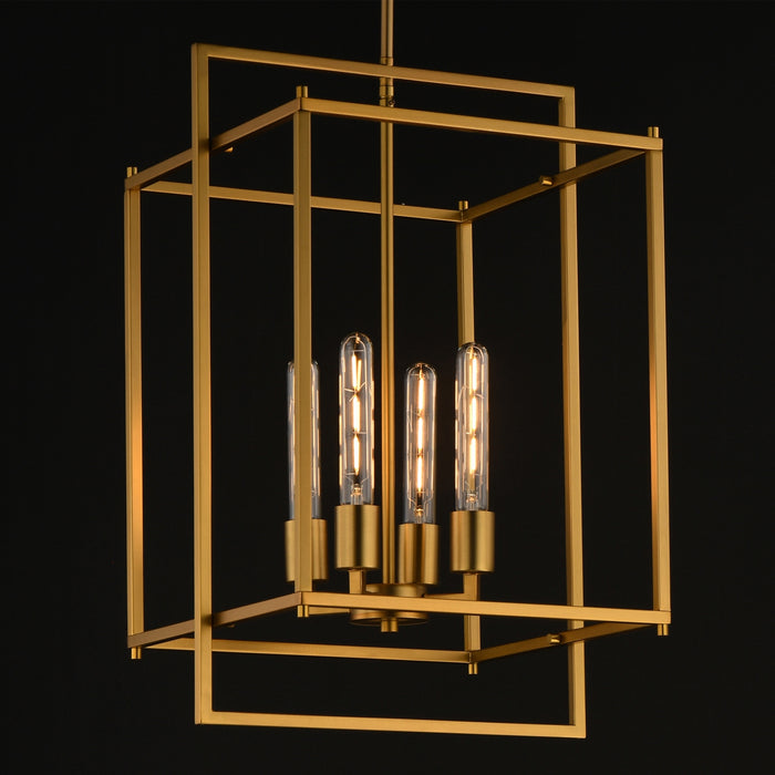 Myhouse Lighting Maxim - 10412NAB - Four Light Pendant - Gridline - Natural Aged Brass