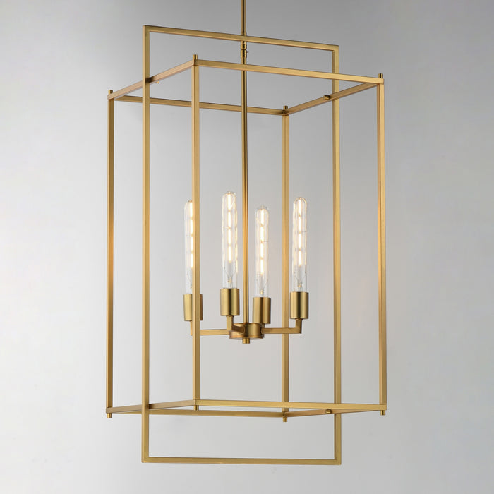 Myhouse Lighting Maxim - 10413NAB - Four Light Pendant - Gridline - Natural Aged Brass