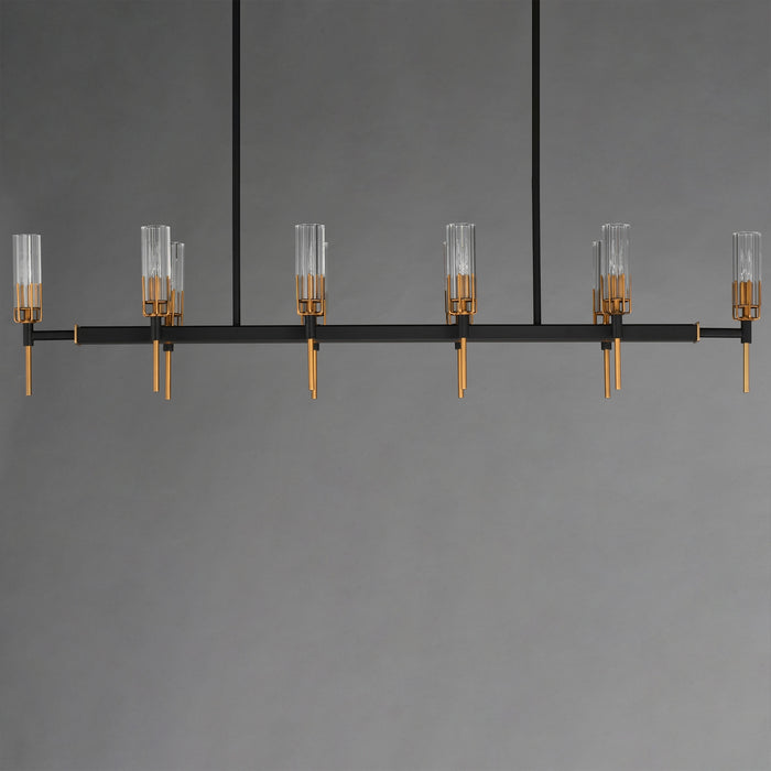 Myhouse Lighting Maxim - 16119CLBKAB - Ten Light Linear Pendant - Flambeau - Black / Antique Brass
