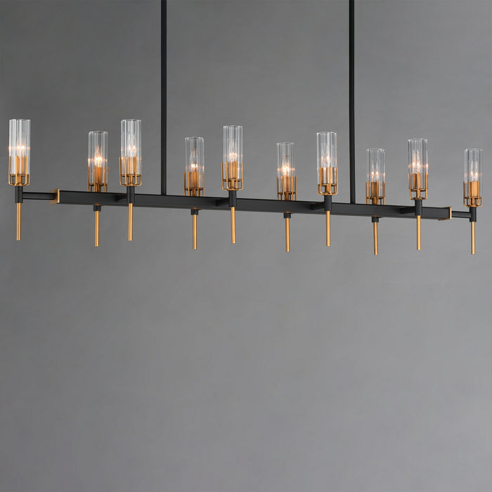 Myhouse Lighting Maxim - 16119CLBKAB - Ten Light Linear Pendant - Flambeau - Black / Antique Brass