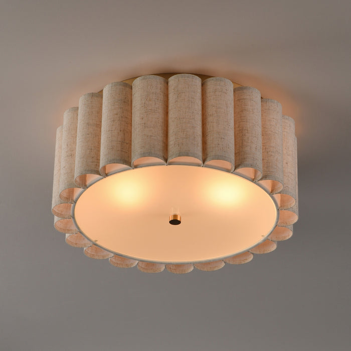 Myhouse Lighting Maxim - 12849OFNAB - Two Light Flush Mount - Penelope - Natural Aged Brass