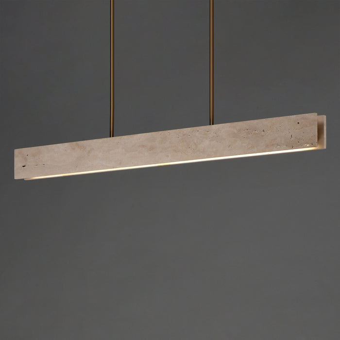 Myhouse Lighting ET2 - E26266-TVNAB - LED Linear Pendant - Lintel - Travertine / Natural Aged Brass