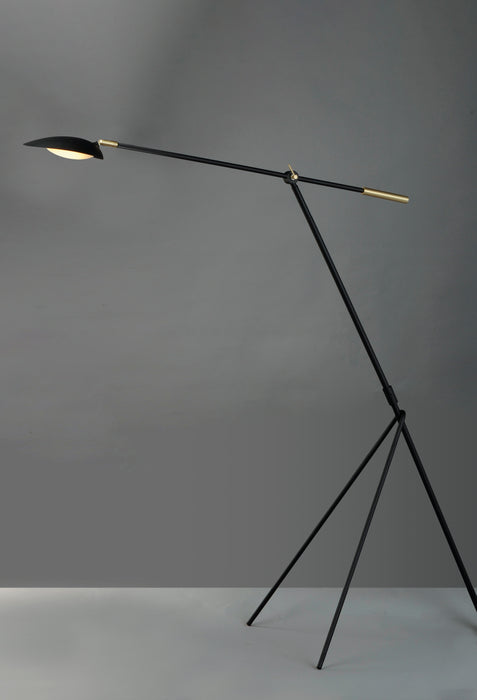 Scan LED Floor Lamp in Black / Satin Brass